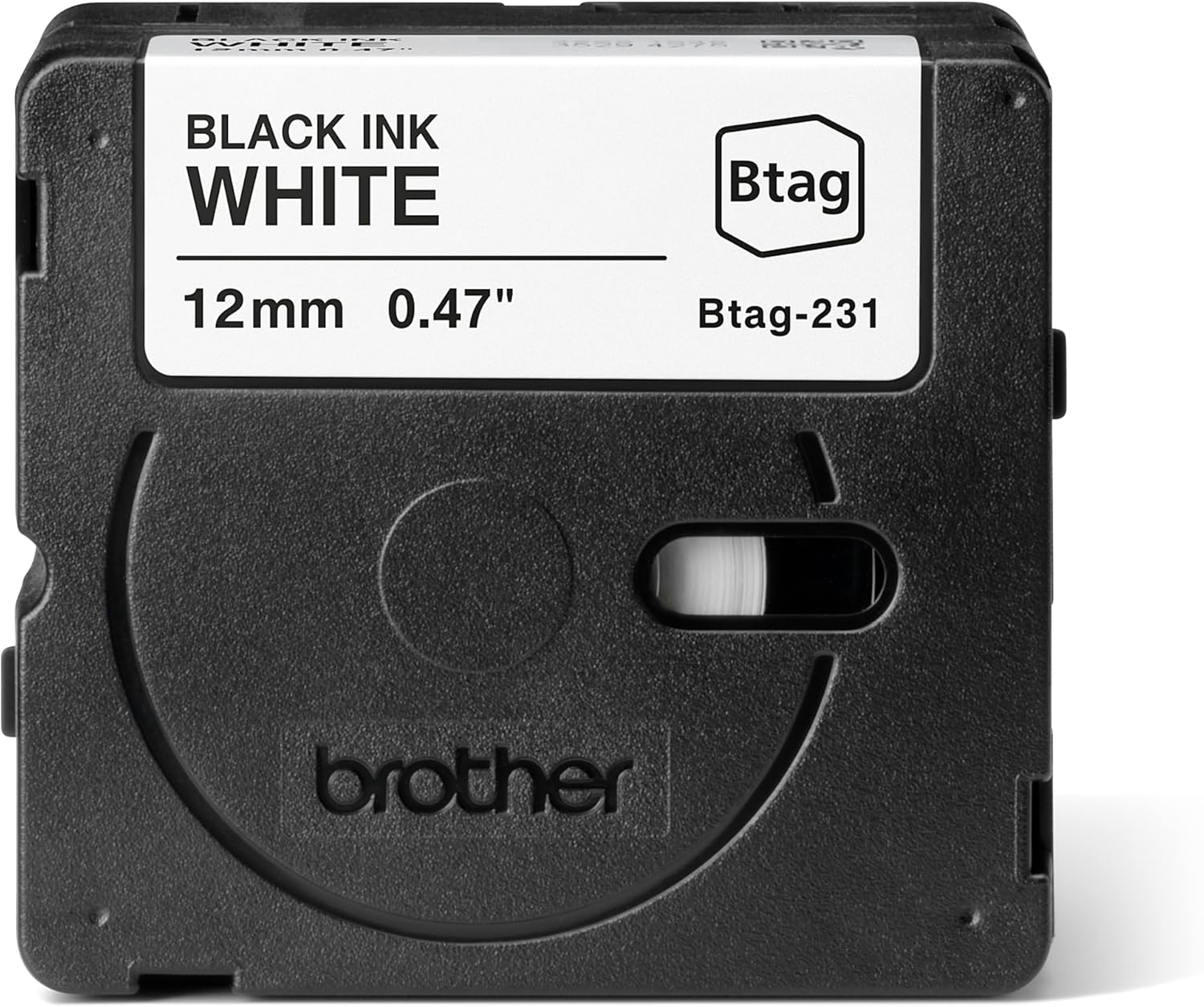 Brother Original Btag-231 Label Tape 12 mm Wide 4 m Long Black/White