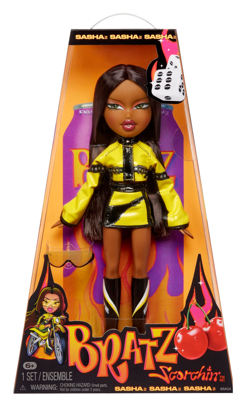 Bratz Scorchin' Sasha - Incluye 1 Muñeca de Moda, Viene con Conjunto y Accesorios, Muñecas Inspiradas en Moto, Lindos Juguetes para Niñas