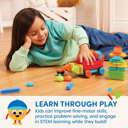 Battat – Bristle Blocks – STEM Interlocking Building Blocks – 50 Pieces Playset – Developmental Toys for Toddlers & Kids – Basic Builder Bucket – 2+ Years
