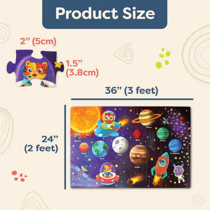 B. toys Floor 48-delige grote puzzel voor kinderen, planeten, astronauten, ruimte, 3 jaar + - Gigantic Jigsaw-zonne-systeem (Branford BX2217Z