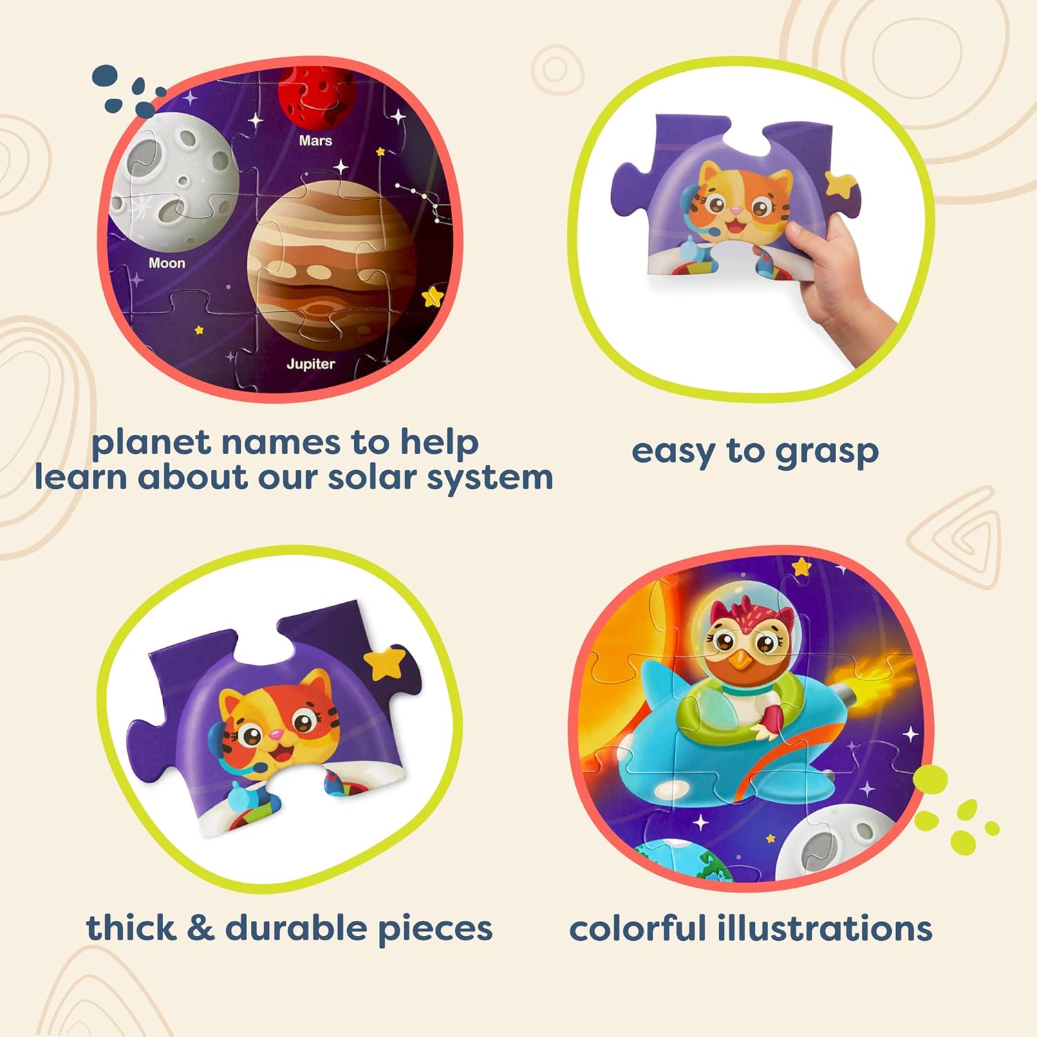 B. toys Floor 48-delige grote puzzel voor kinderen, planeten, astronauten, ruimte, 3 jaar + - Gigantic Jigsaw-zonne-systeem (Branford BX2217Z