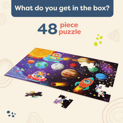 B. toys Floor 48-delige grote puzzel voor kinderen, planeten, astronauten, ruimte, 3 jaar + - Gigantic Jigsaw-zonne-systeem (Branford BX2217Z