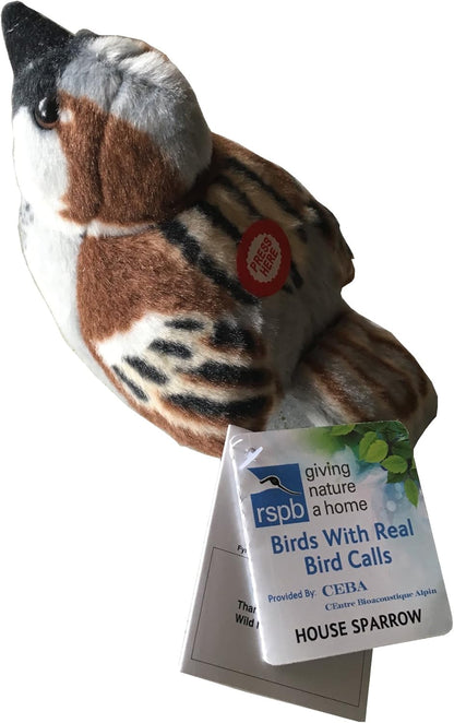 Wild Republic Audubon Bird, Passero domestico con autentico suono d'uccello, peluche, giocattolo per uccelli per bambini e birdwatcher, 18 cm