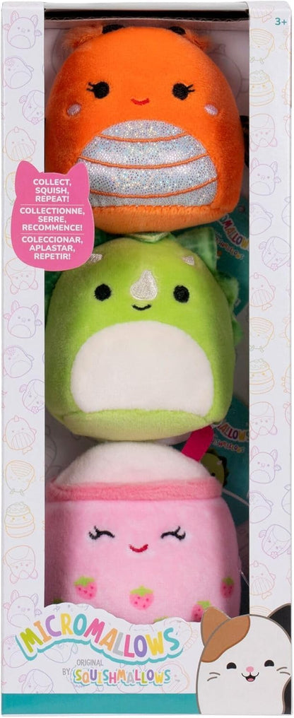Micromallows SQMM0192-3 Pack, Super Soft Mini Squishmallows, 6.5 cm Plush Figures (Mony, Tristan, Victoria