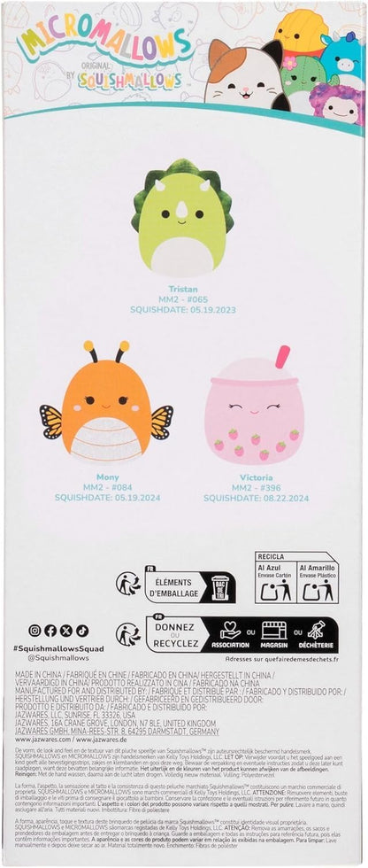 Micromallows SQMM0192-3 Pack, Super Soft Mini Squishmallows, 6.5 cm Plush Figures (Mony, Tristan, Victoria