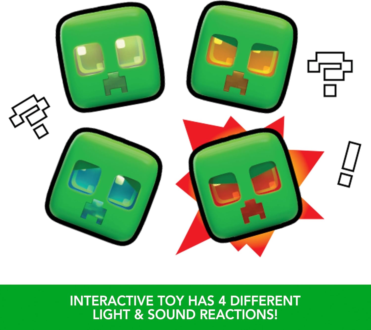 Mattel Minecraft My Pet Creeper Interactive Toy with Lights, Sounds & Exploding Action, 5.5-inch Button-Activated Figure, JGX49