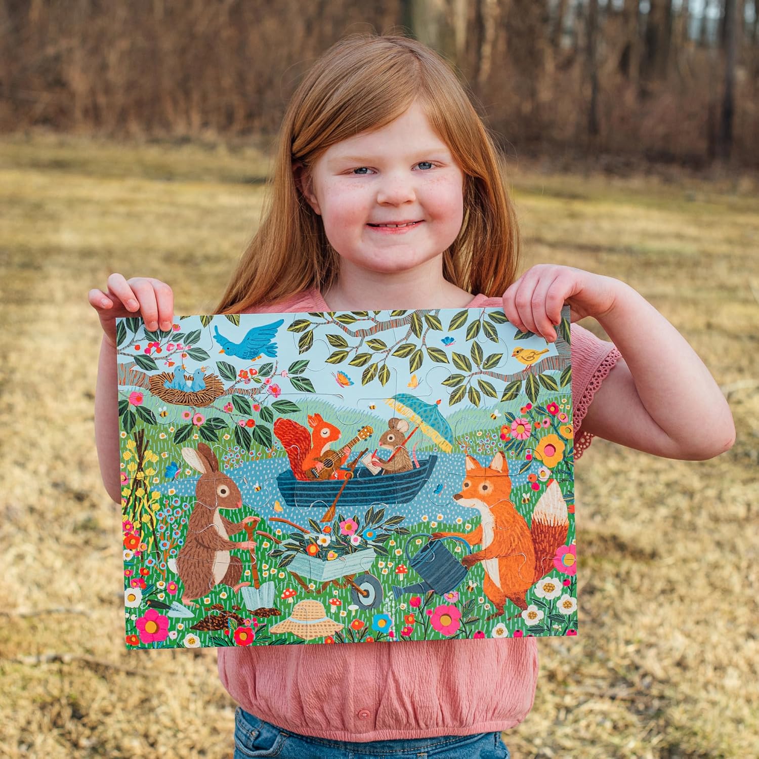 eeBoo: Garden Animals - 20 Piece Puzzle - 11x15 Jigsaw, Big Oversized Pieces, Colorful Woodland Animals, Outdoor Nature Scene, Eco-Friendly, Kids 3+