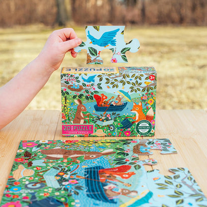 eeBoo: Garden Animals - 20 Piece Puzzle - 11x15 Jigsaw, Big Oversized Pieces, Colorful Woodland Animals, Outdoor Nature Scene, Eco-Friendly, Kids 3+