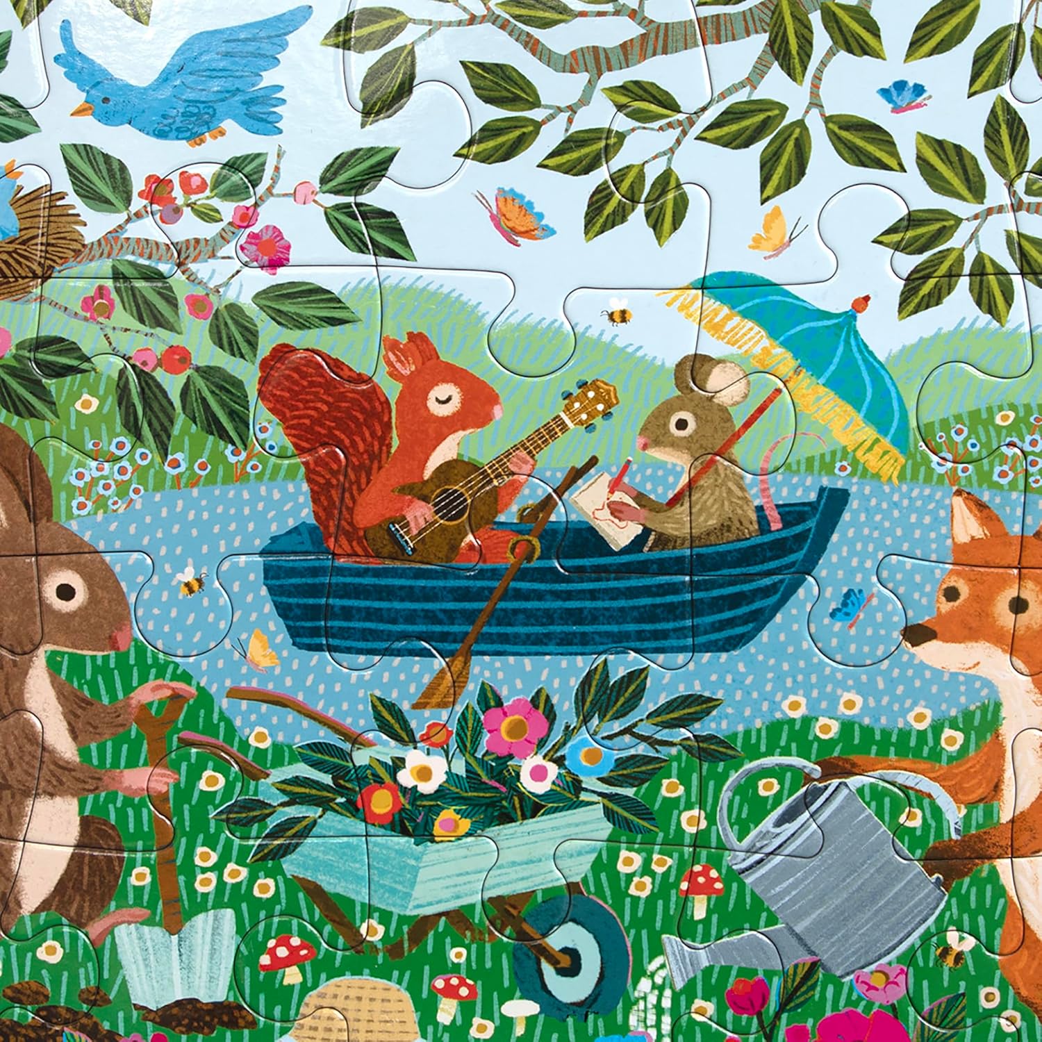 eeBoo: Garden Animals - 20 Piece Puzzle - 11x15 Jigsaw, Big Oversized Pieces, Colorful Woodland Animals, Outdoor Nature Scene, Eco-Friendly, Kids 3+