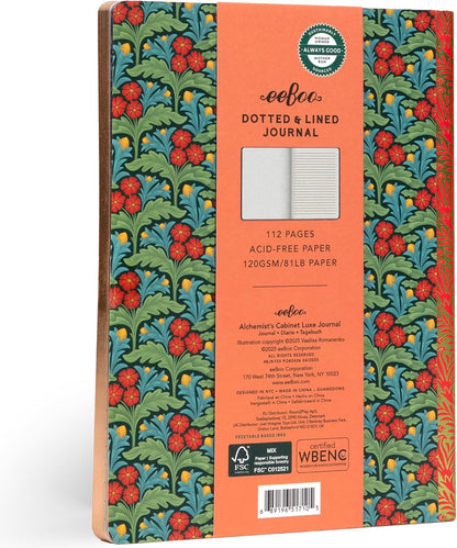 eeBoo Piece & Love: Luxe Journal - Alchemist's Cabinet – 112pg Gilded Notebook, Illustrated Hardcover, Dotted & Lined Paper, 8 x 5.87, Foil Detailing