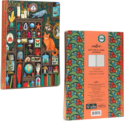 eeBoo Piece & Love: Luxe Journal - Alchemist's Cabinet – 112pg Gilded Notebook, Illustrated Hardcover, Dotted & Lined Paper, 8 x 5.87, Foil Detailing