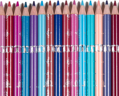 eeBoo Piece & Love: Double-Sided Colored Pencils -Alchemist’s Cabinet - 25pc, 50 Colors, Foil Design, Illustrated Storage Tube, Artist-Quality, Adults