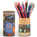 eeBoo Piece & Love: Double-Sided Colored Pencils -Alchemist’s Cabinet - 25pc, 50 Colors, Foil Design, Illustrated Storage Tube, Artist-Quality, Adults