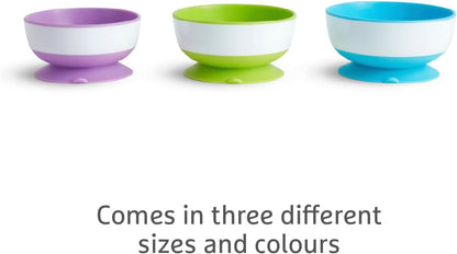 Munchkin Stay Put Kom Met Zuignap, Babykom, Voor Baby's En Peuters, Vanaf 6 Maanden, BPA-vrij, Magnetronbestendig & Vaatwasserbestendig - Set Van 3 Stuks