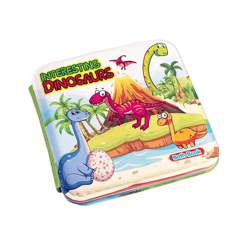 Magni 5514 Dinosaur Bath Book with Squeaky Sound for Toddlers, Multi-Colour