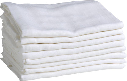 Mininor Global - Organic Muslin Cloth, 8Pcs White (10260)