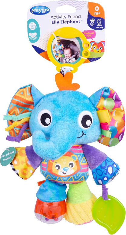 Playgro Activity Friend Elly Elephant, Toy for Babies, 0+ Months, Multisensory Toy for Infants, Learning and Stimulation