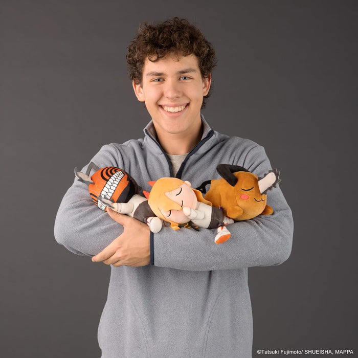 Club Mocchi Mocchi Suya Suya Chainsaw Man Denji Plush, 8 Inch Soft Collectible Anime Figure, Official Sleepy Devil Character, Squeezable Pillow Toy, Gift for Manga Fans, Age 16 and Up