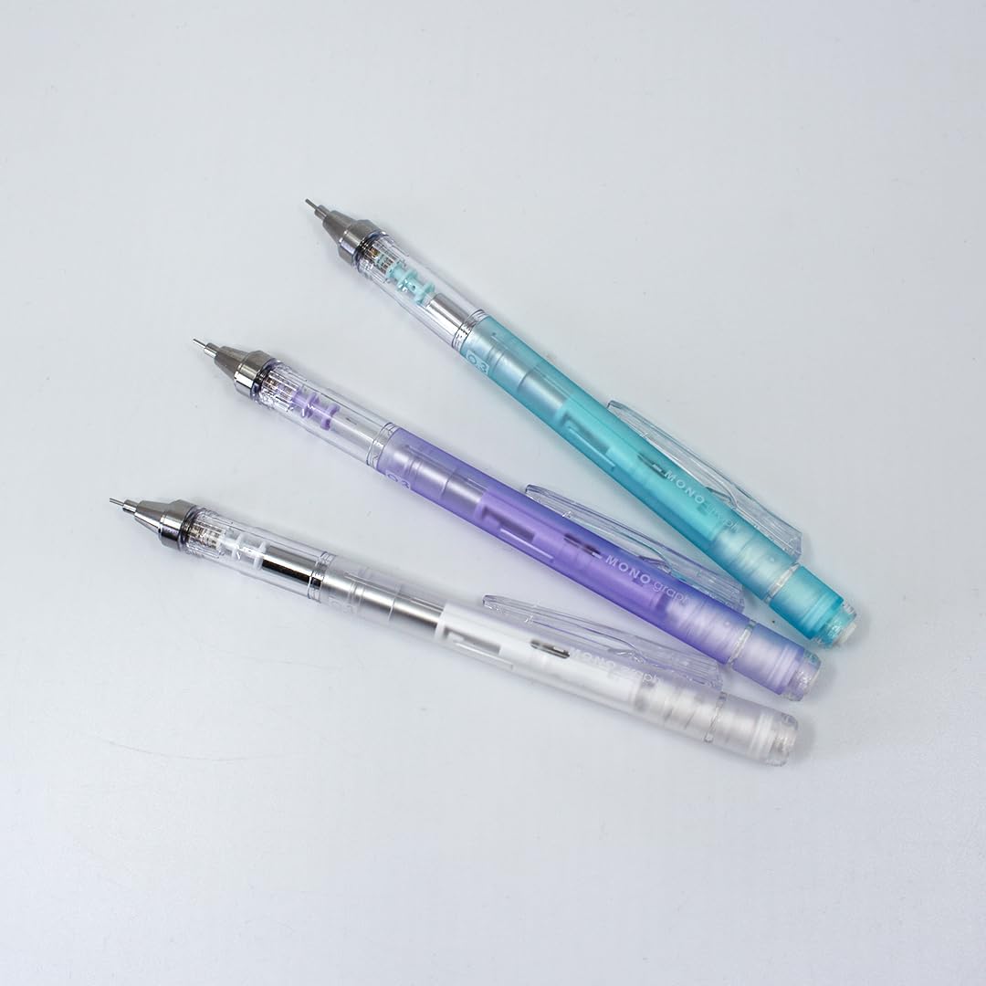 Tombow Mechanical Pencil MONO Graph 0.3 mm Transparent HB with Shake Mechanism Fine Lead Pencil Refillable Eraser Ideal for Fine Lines