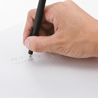 Tombow MONO Graph Fine Mechanical Pencil, Black, Line Width 0.5 mm, HB, Integrated Eraser, Refillable, Soft-Touch Metal Handle