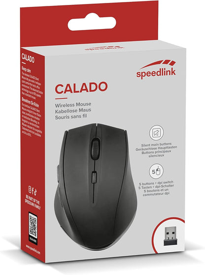 Speedlink Calado Silent Mouse SL-6343-RRBK, Wireless USB, 1600 DPI, 4GHZ Wireless Technology, Black