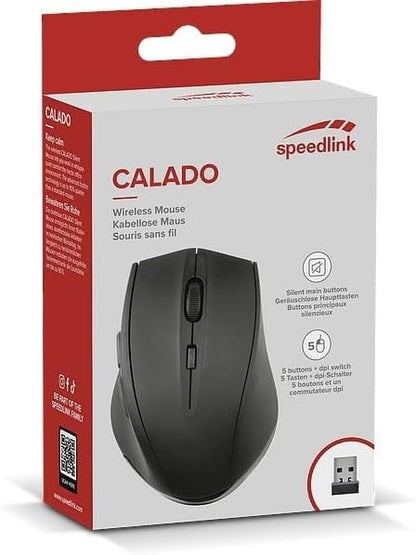 Speedlink Calado Silent Mouse SL-6343-RRBK, Wireless USB, 1600 DPI, 4GHZ Wireless Technology, Black