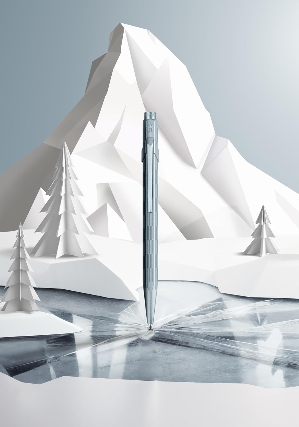 Caran d'Ache 849 Alpine Frost Blue Ballpoint Pen - Hexagonal Aluminium, Goliath Medium Refill, Frost-Inspired Edition, Premium Gift Packaging, Swiss Made