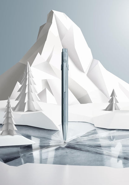 Caran d'Ache 849 Alpine Frost Blue Ballpoint Pen - Hexagonal Aluminium, Goliath Medium Refill, Frost-Inspired Edition, Premium Gift Packaging, Swiss Made