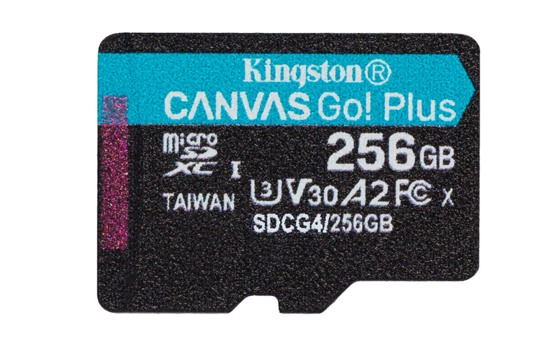 Kingston Canvas Go Plus microSDXC Scheda Di Memoria Gen4 200MB/s A2 U3 V30 256GB Confezione Singola Senza Adattatore-SDCG4/256GBSP