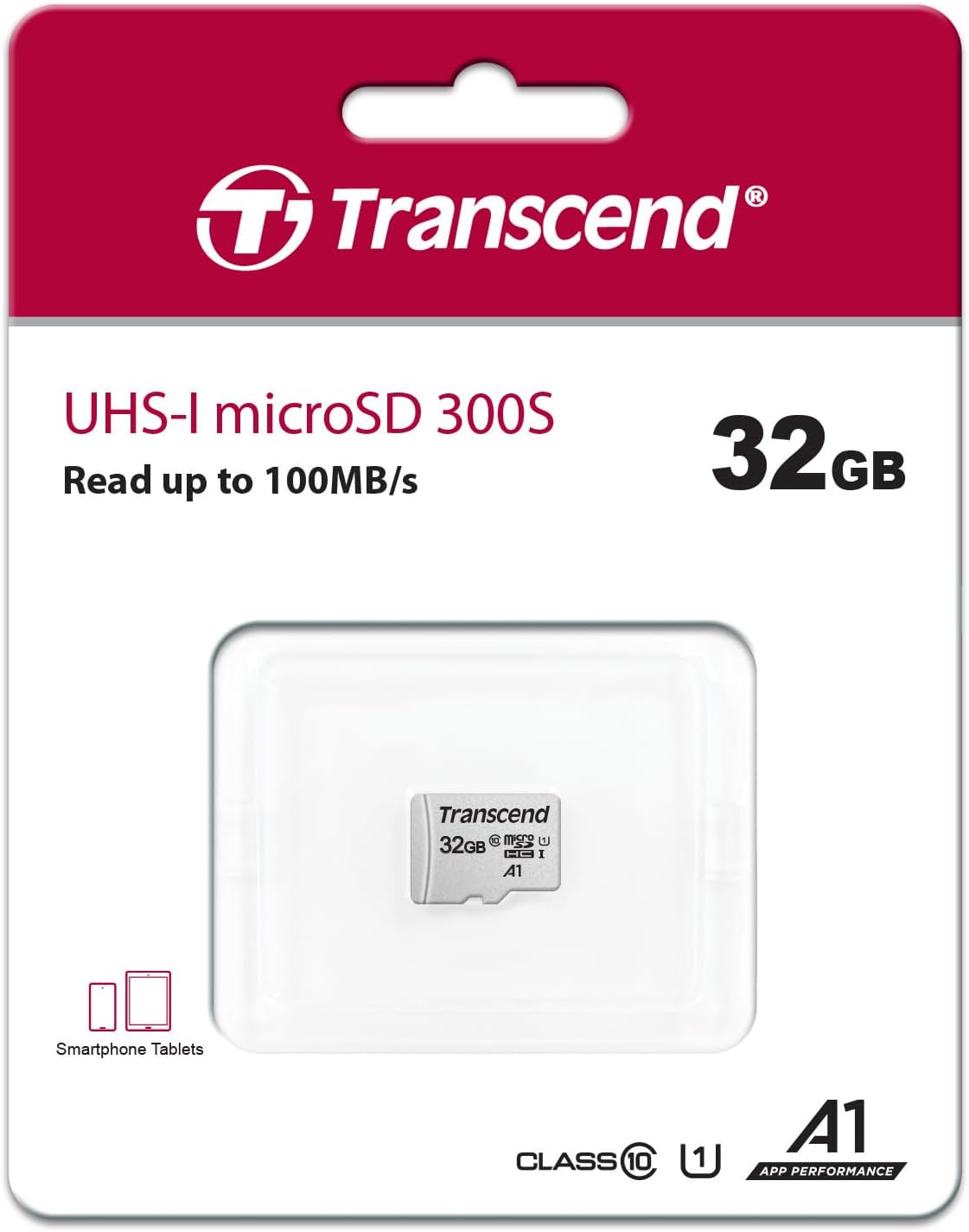 Transcend Scheda di memoria microSDXC 300S Classe 10 da 32 GB con fino a 95/45 MB/s (per smartphone, fotocamere digitali e console Nintendo) senza adattatore SD - TS32GUSD300S