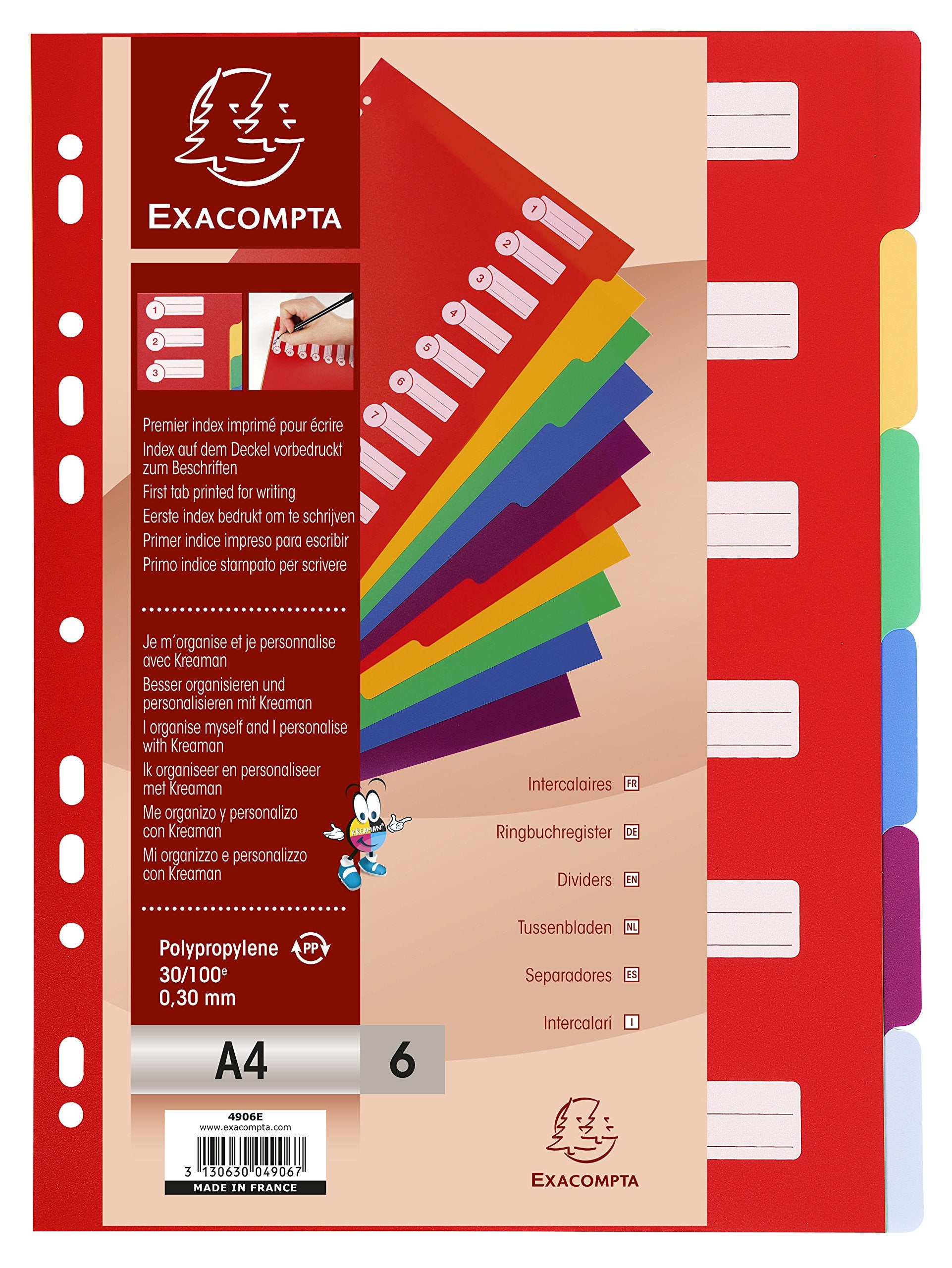 Exacompta 4906E Divisori e Segnaletica, 21x29.7 cm, Multicolore
