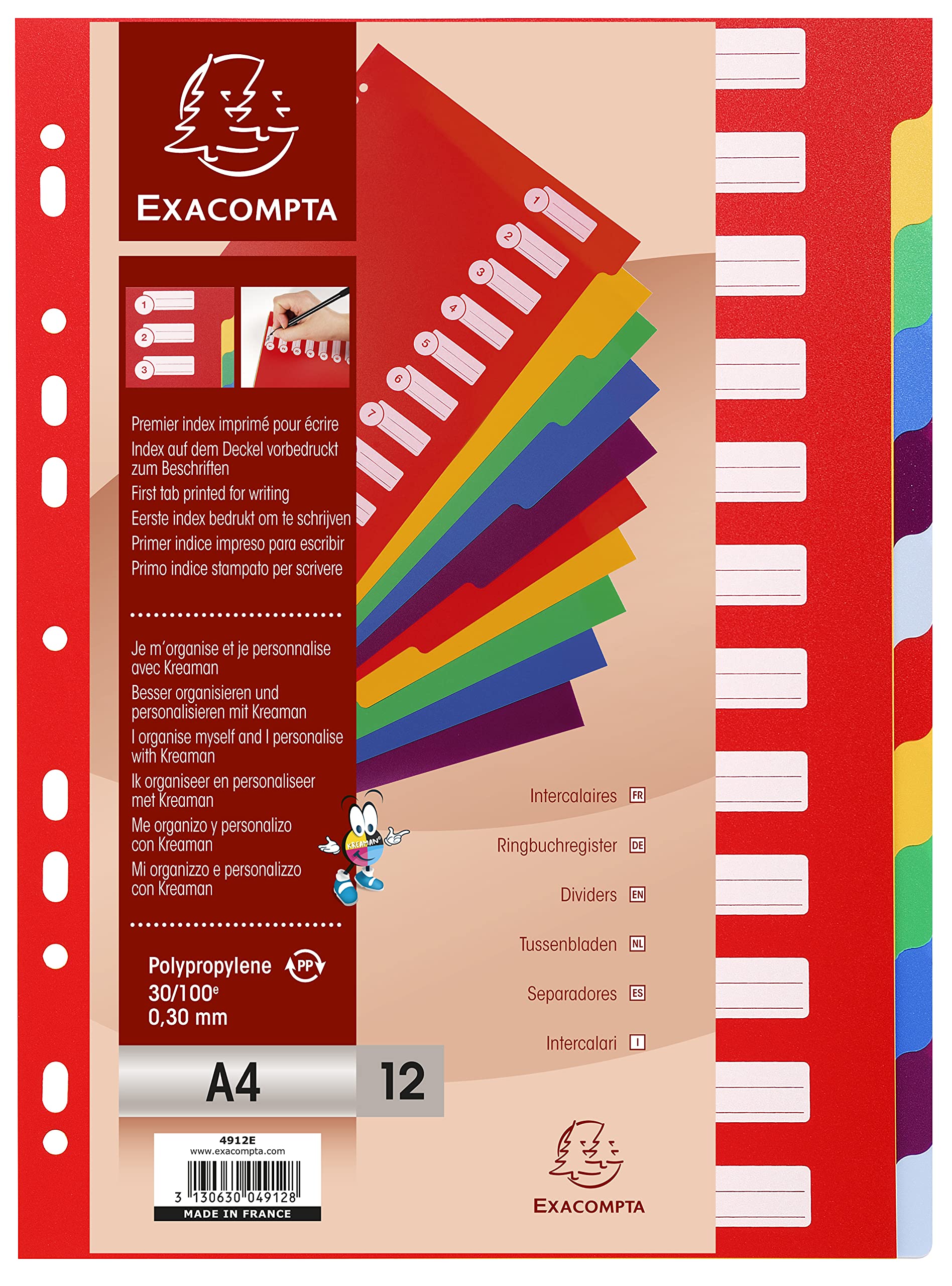 Exacompta 4912E Divisori e Segnaletica, 21x29.7 cm, Multicolore