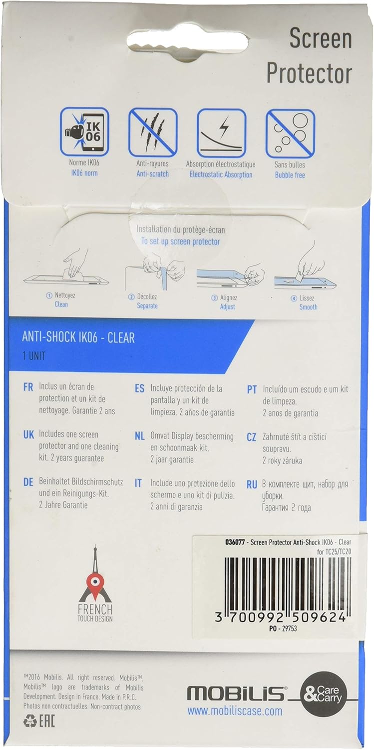 Mobilis Anti Choc IK06 - Pellicola proteggi schermo trasparente per Zebra TC20/TC25
