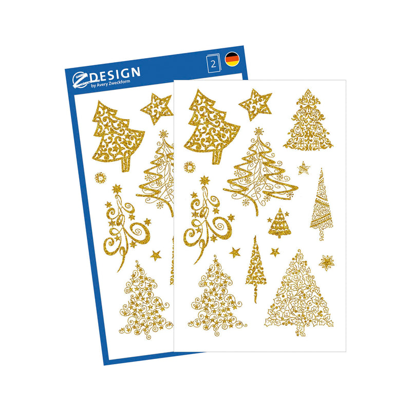 Avery Italia Zweckform 52273 Adesivi natalizi, a forma di albero di Natale, 30 pz