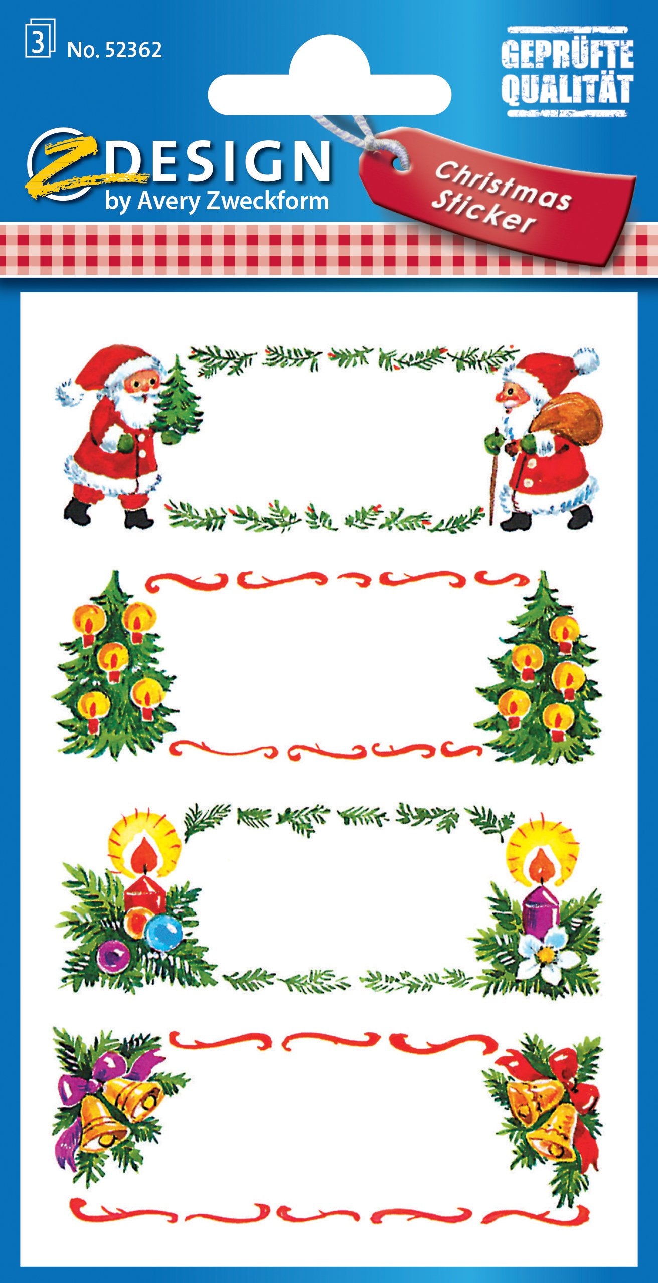 Avery 52362 Etichette con decorazioni natalizie per pacchetti regalo, confezione 3 fogli