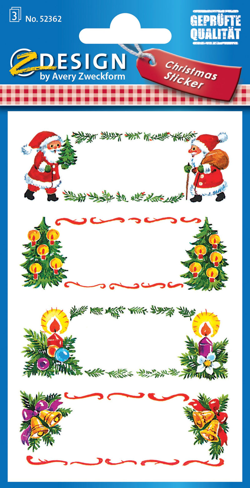 Avery 52362 Etichette con decorazioni natalizie per pacchetti regalo, confezione 3 fogli