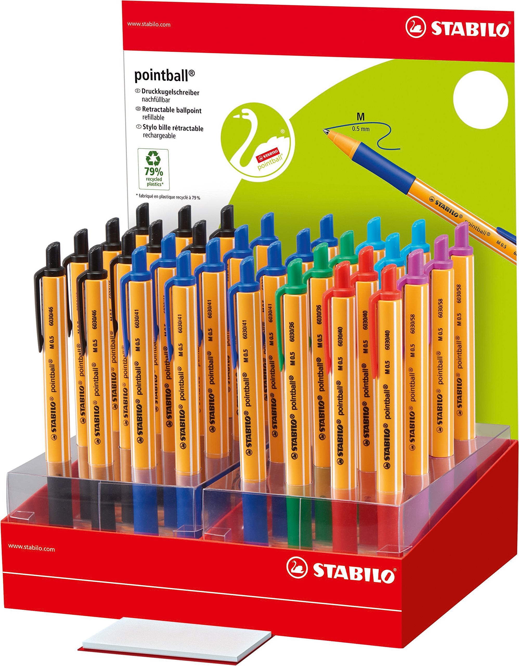 STABILO 6030/32-1 - Penna a sfera, confezione da 6, colori assortiti