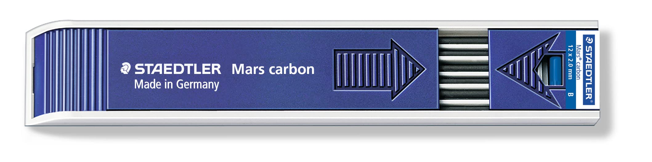 Staedtler 200-B Astuccio con 12 Mine Mars in Carbone, 2 mm, grigio