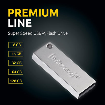 Intenso Premium Line - Chiavetta USB 64 GB - Memoria USB 3.2 Gen 1x1, fino a 100MB/s, Argento
