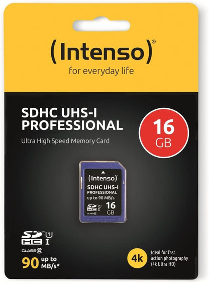 Intenso Professional Scheda di memoria SDHC da 16 GB, Class 10 UHS-I