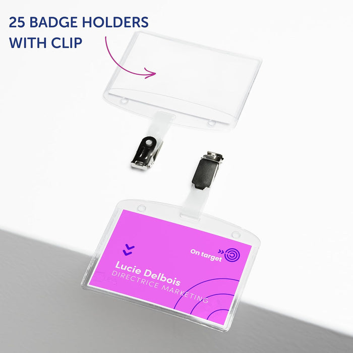 Avery 4822 Kit Portabadge con Clip, Senza PVC, Trasparente, 25 Pezzi