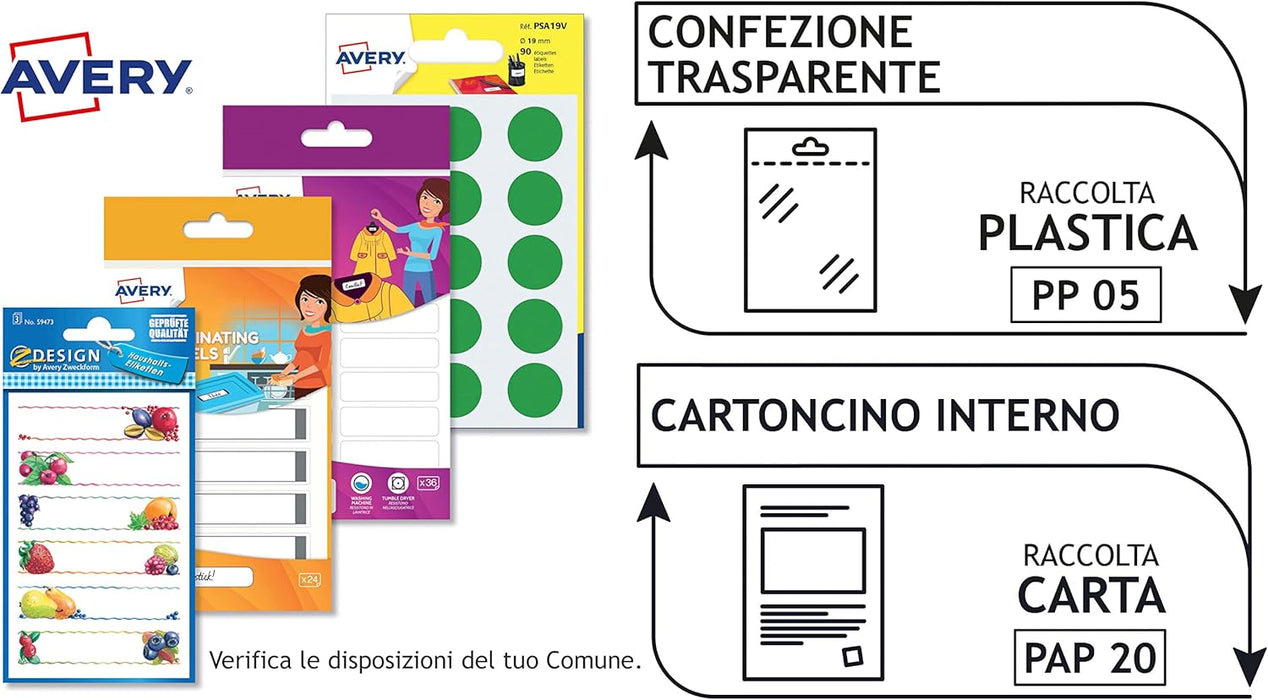 Avery Italia PSA15R Etichette Adesive Rotonde, A6, Rosso