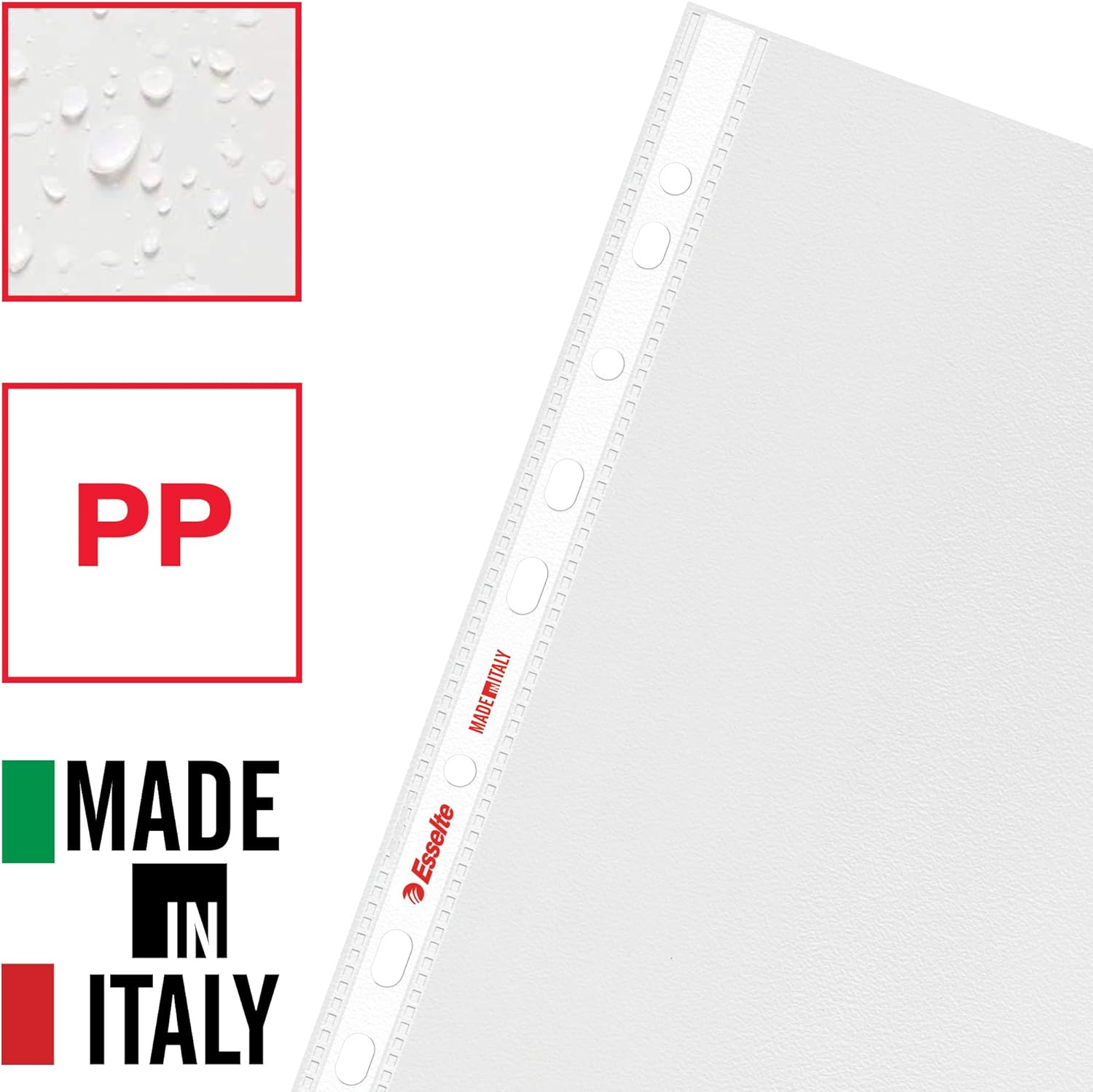 Esselte Buste Perforate Office, in PPL Antiriflesso, per Archiviare e Conservare Documenti in Formato 22x30 cm, Confezione da 25 Buste, 392597100