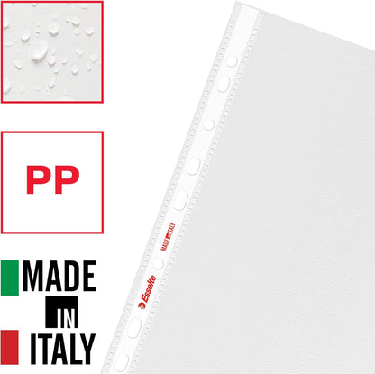 Esselte Buste Perforate Office, in PPL Antiriflesso, per Archiviare e Conservare Documenti in Formato 22x30 cm, Confezione da 25 Buste, 392597100