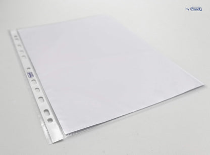 Favorit 179327 Buste Perforate, Buccia d'Arancia, Alto Spessore, 21 x 29.7 cm, 50 Pezzi, Trasparenti