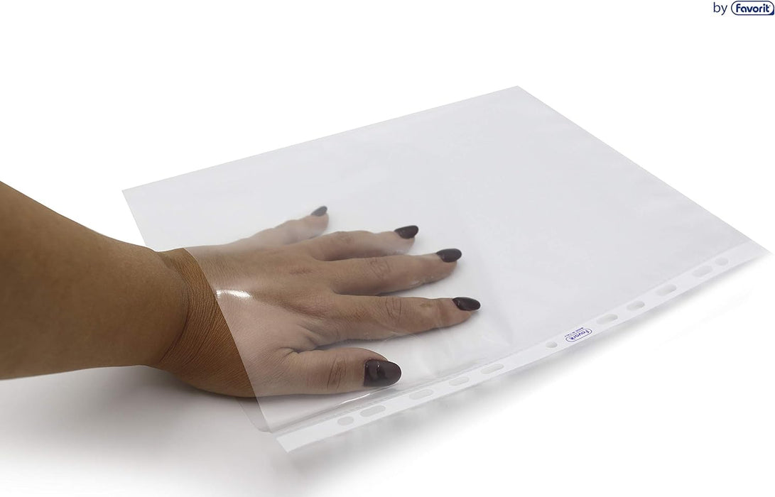 Favorit Buste Perforate, Lucide, Medio Spessore, 22 x 30 cm, 25 Pezzi +1 Omaggio, Trasparenti