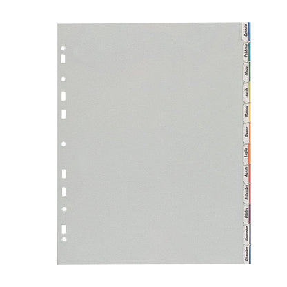 Favorit 40006688 Divisori con Foratura Universale per Raccoglitori ad Anelli con 12 Tacche Neutre e Cartoncino Stampato, Formato Interno 22 x 30 cm, in Polipropilene (Materia Plastica Atossica