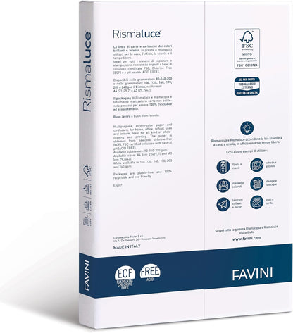 Favini Rismaluce Carta Rismaluce, A4, 100 G/Mq, 118 µm, 1