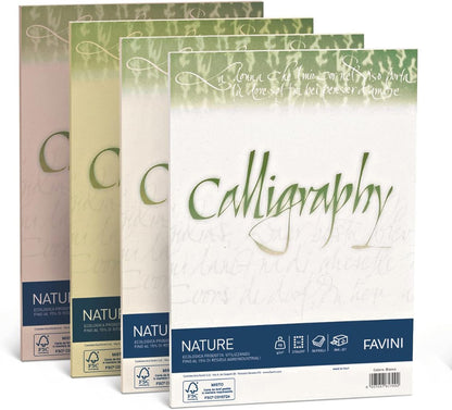 Favini A69Q534 Calligraphy Nature Agrumi colore Avorio 100 gr/m2 formato A4 21x29,7 cm 50 fogli ideali per Inviti Partecipazioni Diplomi Menù Made in Italy
