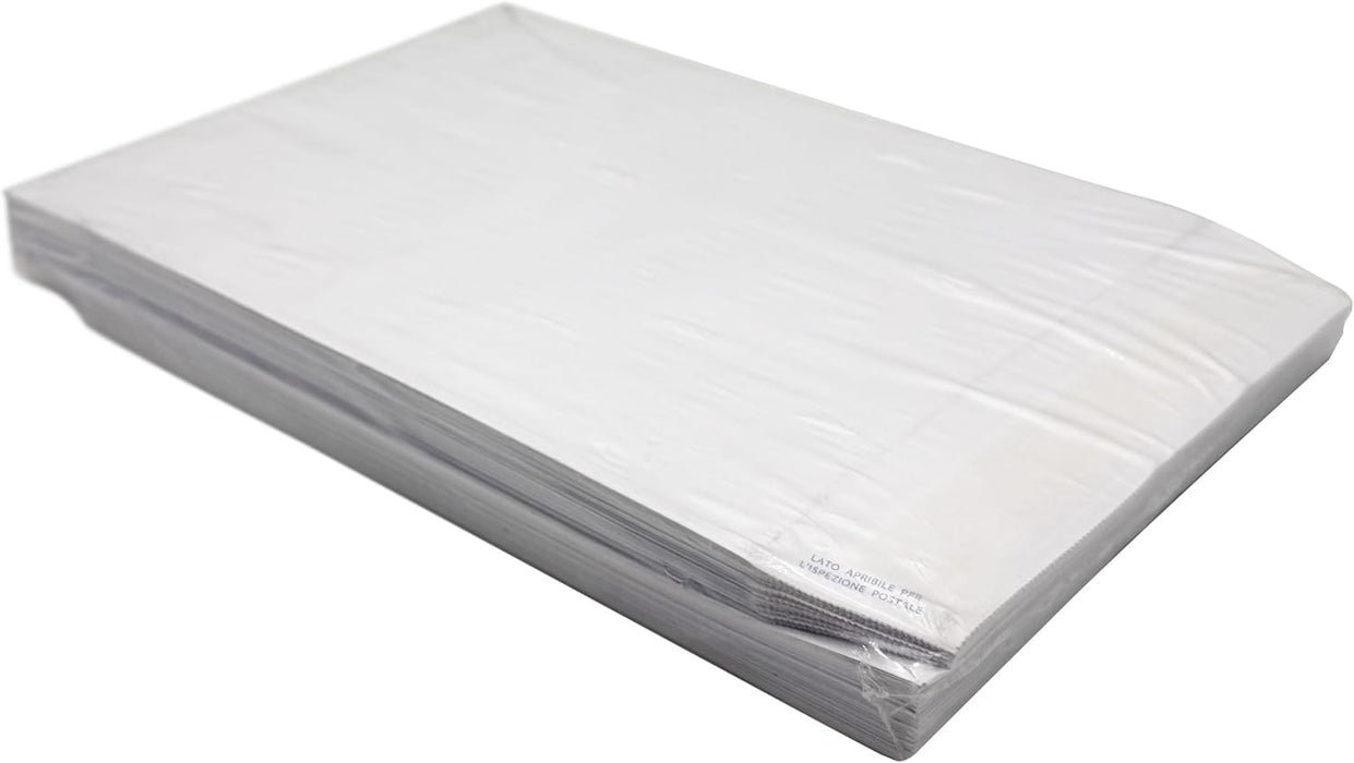 Blasetti 100 Buste a Sacco Bianche, Formato 19 x 26 cm, Carta da 80 gr con Internografia. Buste da Lettera Commerciali con Strip Adesivo, Ideali per Spedire Documenti Senza Piegature